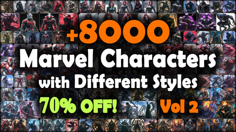 8000 Marvel Characters with Different Styles Reference Pack | SUPER MEGA Bundle | 4K | v.2