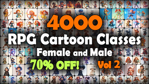 4000 RPG Cartoon Classes and Characters (Full Body) Reference Pack | MEGA Bundle | 4K | v.2