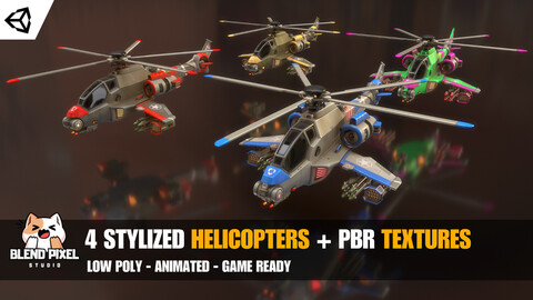 3D Stylized Helicopters + PBR Textures