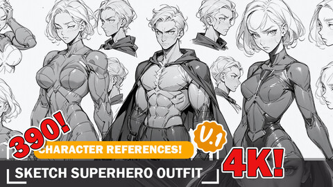 390 Superhero Outfit Character Sketch Reference Ideas and Designs Reference Art V1 4K