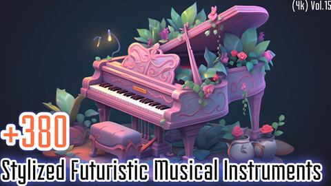 +380 Stylized Futuristic Musical Instruments Concept (4k)