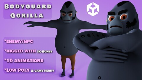 Rigged Cartoon Gorilla Bodyguard