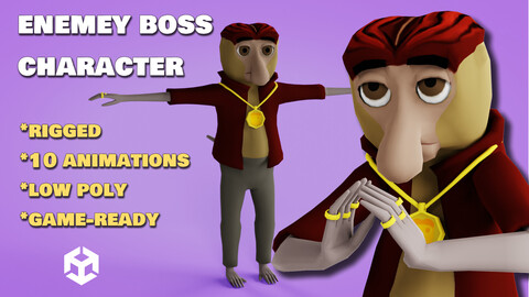 Rigged Cartoon Monkey Boss Character