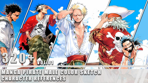 320+ Manga Pirate Male Color Sketch - Character References Vol.01