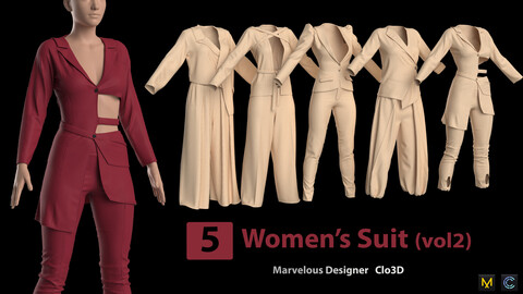 5 Women's Suit (vol2) + Zprj +Obj + Fbx