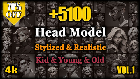 +5100 Head Model Reference Image Pack - MEGA BUNDLE v.1 |4K|