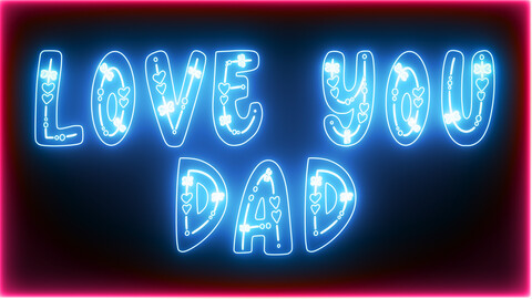 3D Neon Lights "DAD" Text Animation with Cap, Bow, and Football - Father's Day Special