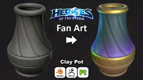 Stylized Clay Pot 3 For Games 3D Art / Tutorial