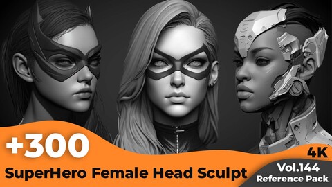 +300 Superhero Female Head Reference(4k)