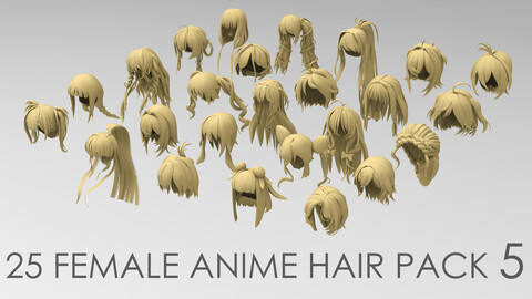 25 female anime hair pack 5