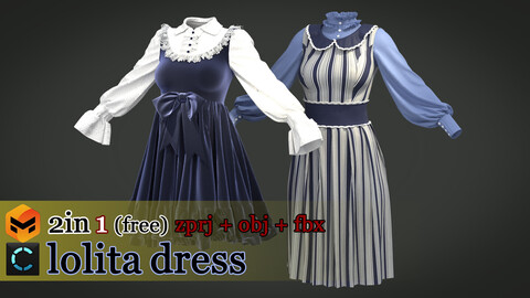 lolita dress / zprj / obj / fbx