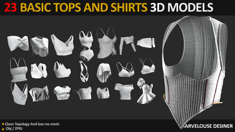 23 BASIC TOPS AND SHIRTS 3D MODELS