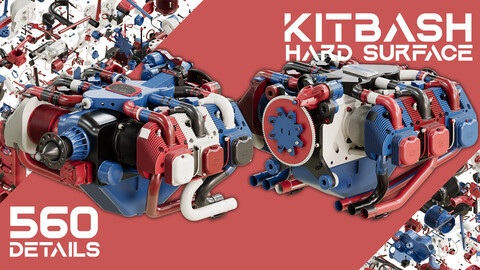 HARD SURFACE KITBASH : MECHA - INDUSTRIAL - Engine Design Kit - VOL 10