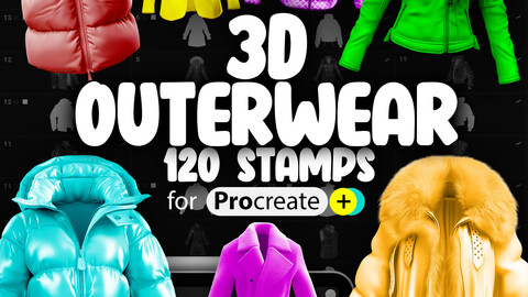 120 Procreate 3D Outerwear Stamp Brushes | Procreate Jacket Stamps | Procreate Coat Stamps | Procreate Winter Jacket Stamps Brushes | Procreate Dual Color Brushes | Procreate Rainwear Stamps Brushes | Procreate Bomber Jacket Stamps Brushes