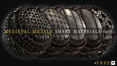 MEDIEVAL and DAMAGED METAL Smart Materials for Substance 3D Painter - VOL 07