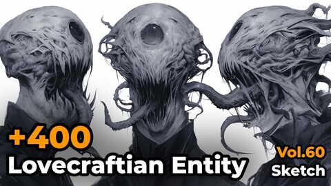 +400 Lovecraftian Entity Sketch Reference(4k)