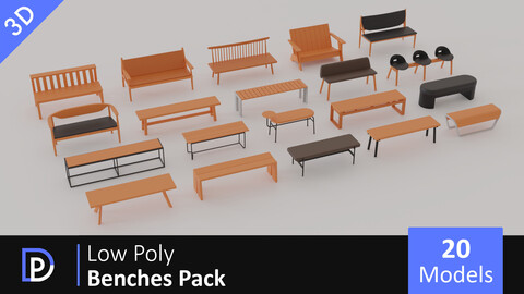 Low Poly Benches Pack