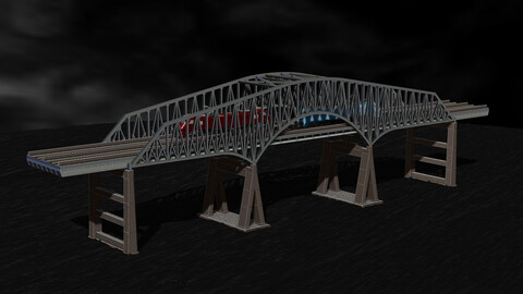 Model bridge H0 scale trains, Baltimore bridge reproduction (Francis Scott Key Bridge) ,  File STL-OBJ for 3D Printer