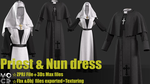 Priest and nun dress(Zprj,Fbx,Obj,Texture,UV)