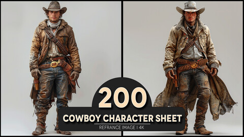 Cowboy Character Sheet 4K Reference/Concept Images