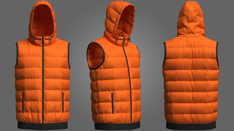 Puffer Hooded Vest 3D Model