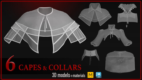 6 historical capes and collars 3D models(zprj+mb files)+material