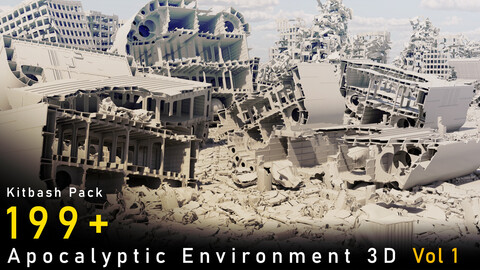 Kitbash Pack 3D Model: Apocalyptic Environment Vol 1