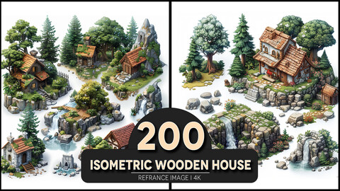 Isometric Wooden House 4K Reference/Concept Images