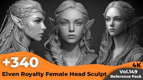 +340 Elven Royalty Female Head Sculpt Reference(4k)