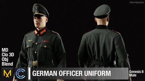 German officer's uniform / Marvelous Designer / Clo 3D project / Blender project