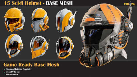 15 Sci-Fi Helmet BASE MESH - VOL 26