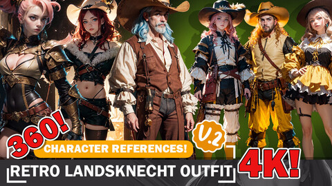 360 Medieval Landsknecht Outfit - Fashion Reference and Design Diverse Intricate Art V2 4K