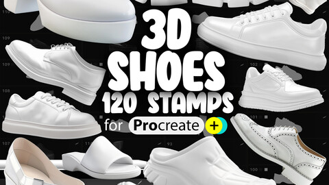 120 Procreate 3D Shoes Stamp Brushes | Procreate Boots Stamps | Procreate Sneakers Stamps Brushes | Procreate Dual Color Stamp Brushes | Procreate Sandals Stamp | Procreate Heels | Procreate Loafers | Procreate Moccasins Stamp Brushes