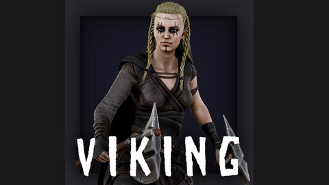 Viking 5 woman Berserker A pose Low_poly character redy for game