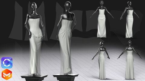 Corset dress with drapery / CLO / Marvelous designer