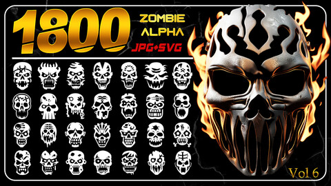 +1800 Zombie and Skull Patterns and Alpha | 4K