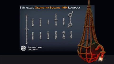 13 [NEW] Stylized Rope Curve IMM Brush Pack Zbrush (Blender) art of game design