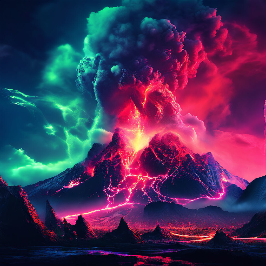 ArtStation - Green Neon Synthwave Volcanic Eruption - Game Design ...