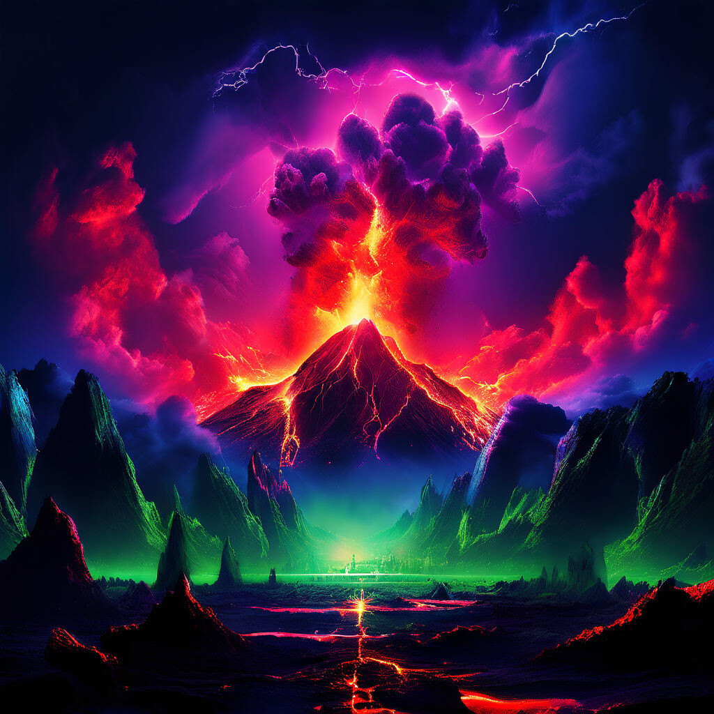 ArtStation - Green Neon Synthwave Volcanic Eruption - Game Design ...