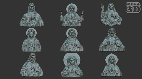 Jesus Portrait basrelief Pack 240604 3D Model Collection