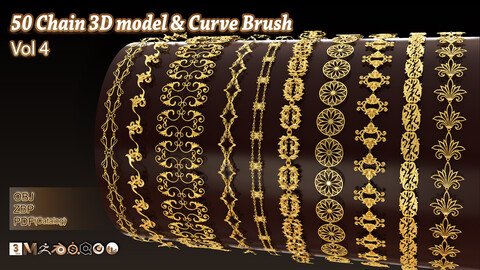 50 Chain 3D Model and Curve brush Vol 4