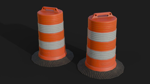 Traffic Barrel PBR Game-ready