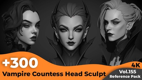 +300 Vampire Countess Head Sculpt Reference(4k)