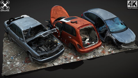 cars wreckage abandoned vehicles photogrammetry