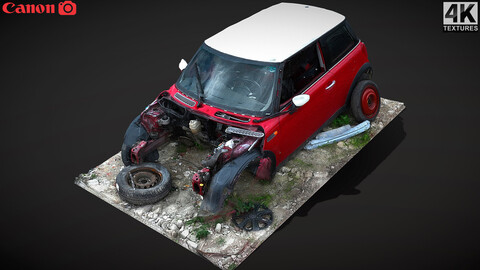 car wreck destroyed front part photogrammetry