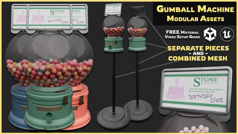 Modular Gumball Machine 3D Asset