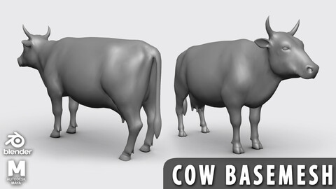 Cow BaseMesh - Topology + UV map