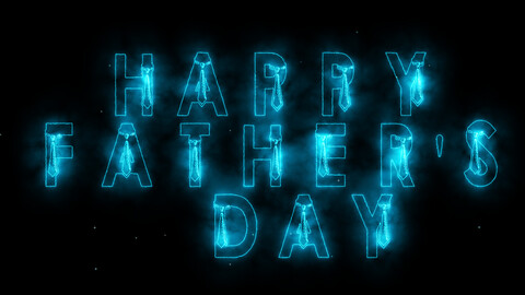 Happy Father's Day-Blue Neon Text black Background,Dad Greeting GIF, Marketing, Poster, Banner, Animated Background