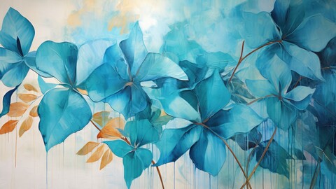 Blue Watercolor Flowering Vine High Resolution HD Download / Print Your Own / Digital Spring Art Print / Nature Reference Art / Flower Backgrounds & Floral Wallpapers