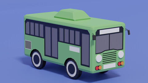 Cartoon Bus Low-poly 3D model